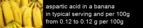 aspartic acid in a banana information and values per serving and 100g
